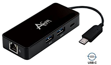 Ableconn USBCE2A1C USB Type C to 3-Port (2A1C) USB 3.1 Hub with Gigabit Ethernet - USB-C to 3-Port USB 3.0 (2x Type-A, 1x Type-C) and GbE RJ45