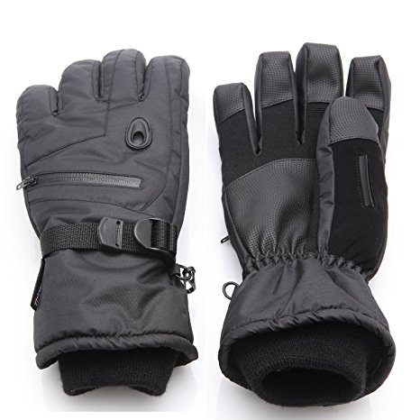 Men Waterproof Thinsulate Ski Snowboard Gloves Winter Warm Gloves Black