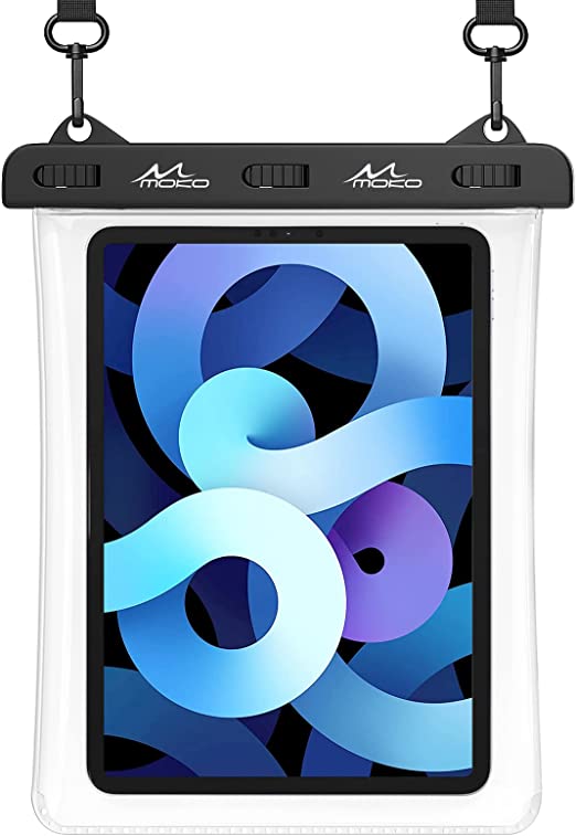 MoKo Waterproof Tablet Case, Tablet Pouch Dry Bag Compatible with iPad 9th 2021, iPad Mini 6, iPad Air 5 2022, Air 4 10.9, Air 3 10.5, iPad Pro 11/10.5, iPad 10.2/9.7, Galaxy Tab A7/A8, Clear