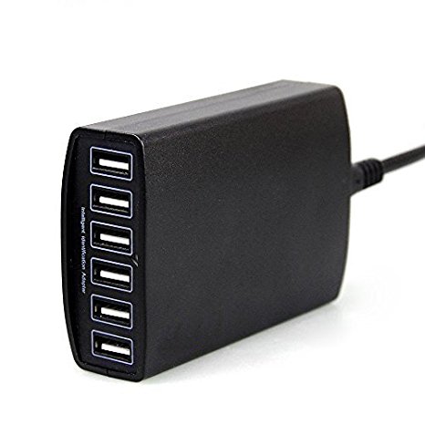 XINGDONGCHI 6 Port USB Charger 60W USB Wall Charging Hub, High Speed Portable with PowerSmart Technology Desktop Travel Charger Compatible with iPhone iPad Samsung or other devices charged with usb(Hubs3)