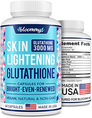 Glutathione Supplement 3000 MG - Made in USA - Natural Skin Brightening Treatment - Vegan Glutathione Capsules for Even Skin Tone - Dark Spots & Hyperpigmentation Relief - Non-GMO - 60 Pills