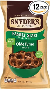 Snyder's of Hanover Olde Tyme Pretzels, 16-Ounce Packages (Pack of 12)
