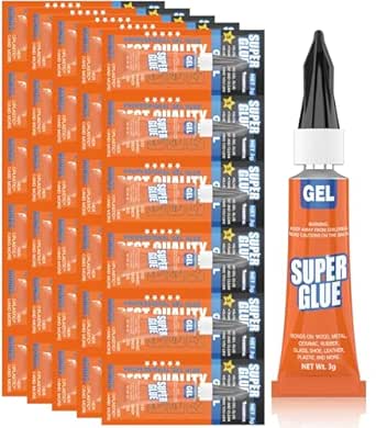 30-Pack Super Glue Gel, 3g Single-Use Tubes - Thick Viscosity Adhesive for Wood,Rubber,Leather, Plastic, Metal, Rhinestone Jewelry, DIY Crafts