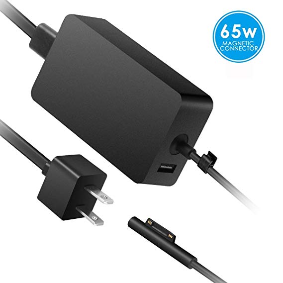 Charger for Surface Pro 3/4/ 5, 65W 15V 4A AC Power Supply Adapter for Microsoft Surface Book, Surface 1706 1800 1735 1736 with 5V 1A USB Charging Port and Power Cord by Leyeet