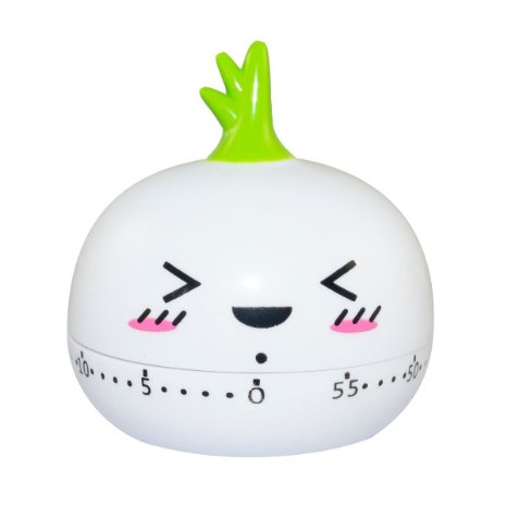 BINGONE Assorted Colors Kitchen Timer Cute Mini Onion 55 Mins Countdown with Ring Alert, White