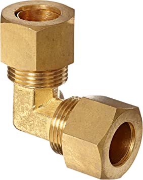 Anderson Metals - 50065-08 50065 Brass Compression Tube Fitting, 90 Degree Elbow, 1/2" x 1/2" Tube OD