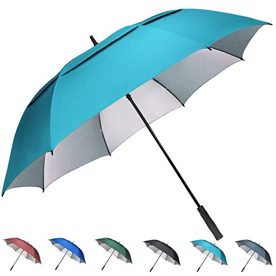 G4Free 54/62/68 inch Extra Large Windproof Golf Umbrella UV Protection Automatic Open Double Canopy Vented Sun Rain Umbrella Waterproof Oversize Stick Umbrellas for Men Women