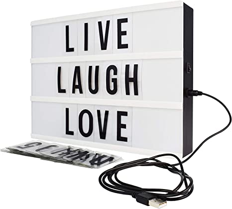 Northpoint White Po 10-LED Black Decor Mini Box with 109 Letters, Numbers and Characters, Home Lighting, Wall Mounted or Tabletop, Battery or USB Powered - GM8292