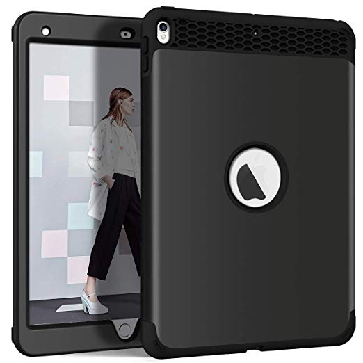 Hocase iPad Air 3rd Gen/iPad Pro 10.5 Case, Heavy Duty Shockproof Hard Plastic Cover Impact Resistant Silicone Rubber Protective Bumper Case for iPad Air 10.5 2019/iPad Pro 10.5 2017 - Black