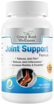 Joint Support Supplement - Relieves Joint Pain Reduces Inflammation and Increases Mobility - The Best Formula Containing Glucosamine MSM Turmeric Yucca and Collagen - Green Root Wellness 60 Capsules