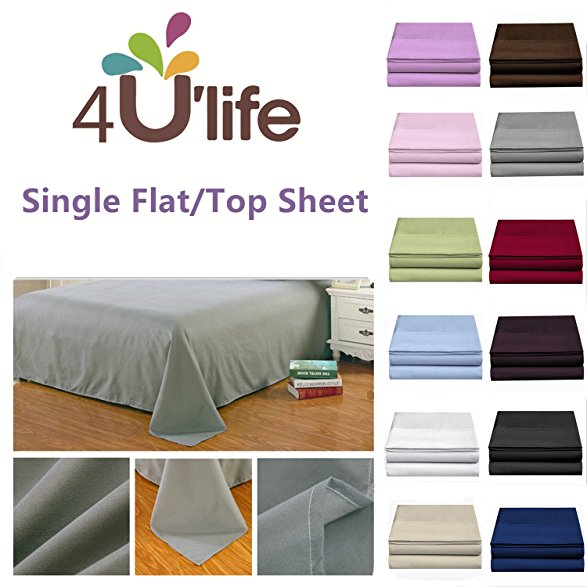 Flat sheet-Ultra soft & Confortable Microfiber-Gray,Twin