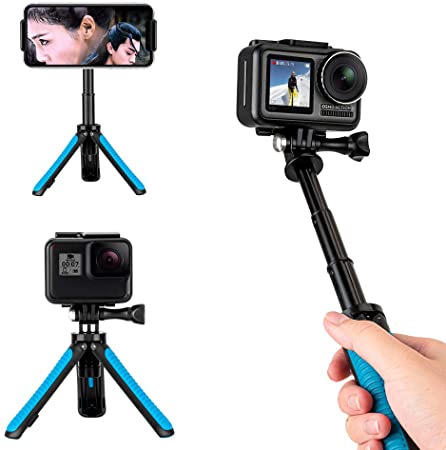 TELESIN Mini Telescopic Handheld Pole Selfie Stick Tripod Handheld Monopod for Gopro/Osmo Action/SJCAM/AKASO/Other Sports Cameras