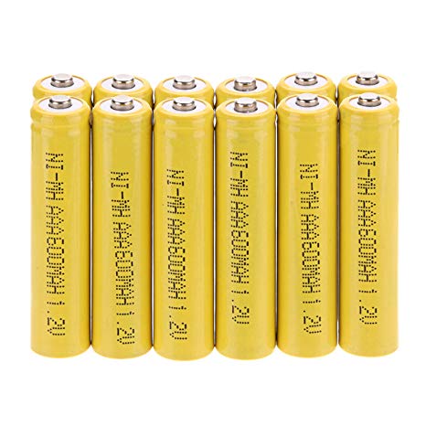 Windmax 12Pcs Yellow Color 3A AAA 1.2V 600mAh Rechargeable Battery White NiMH 3A batteries for Solar Light …