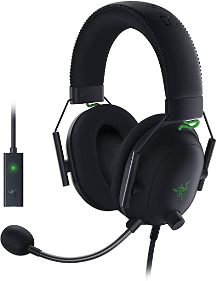 Razer Blackshark V2 with USB sound card - Premium Esports Gaming Headset (wired headphones with 50mm driver, noise reduction for PC, Mac, PS4, Xbox One and Switch)