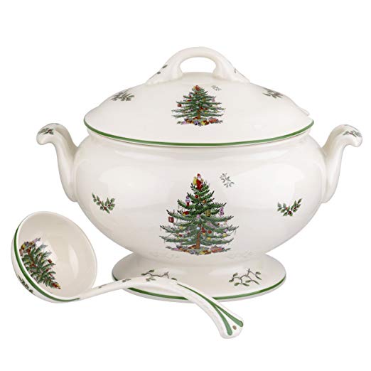 Spode Christmas Tree 75th Anniversary Footed Tureen and Ladle