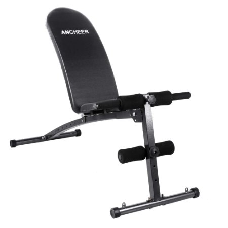 Ancheer Folding Adjustable Weight Bench with 2 Resistance Bands 500lb