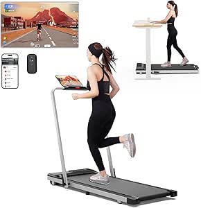 SupeRun Walking Pad Treadmill, 3 in 1 Folding Treadmill with Wide Running Belt, 3HP Under Desk Treadmill includes Remote Control, Pitpat APP Integration, 300 lbs Capacity Treadmills for Raceable