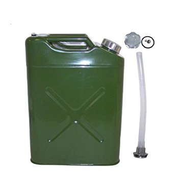 Z ZTDM EU 20L / 5 gallon Portable Fuel Oil Water Petrol Diesel Storage Can Army Gree Steel Gas Tank Emergency Backup (Army Green)