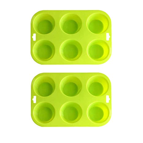 Mirenlife 6 Cups Non-Stick Silicone Muffin Pan and Cupcake Maker, Set of 2