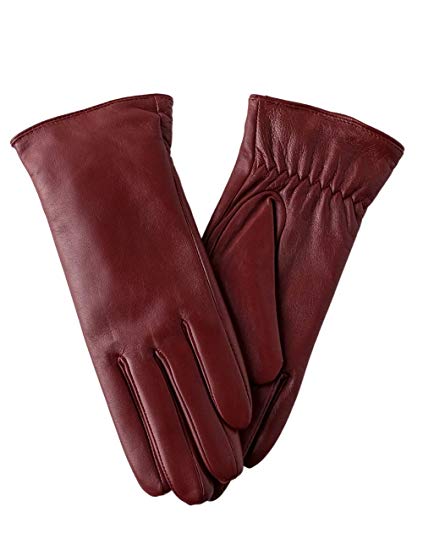 Super-soft Leather Winter Gloves for Women Full-Hand Touchscreen Warm 100% Cashmere Lined Perfect Appearance