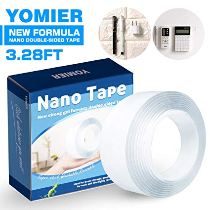 [New Formula] Nano Tape, Yomier Multipurpose Double Sided Mounting Tape, Roll Washable Traceless Clear Adhesive Tape, Household & Industrial Gel Tape (3.28 FT)