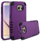 S6 Case LK Combo Armor Hard PC Cover with Soft Silicone Case Hybrid Defender Shockproof Protective Case for Samsung Galaxy S6 Purple  Black