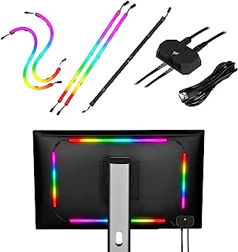 Corsair iCUE LS100 Smart Lighting Strip Starter Kit (Individually Addressable LEDs, Built In Light Diffusion, Easy Installation) Includes 2 x 450 mm Strips, 2 x 250 mm Strips and Lighting Controller