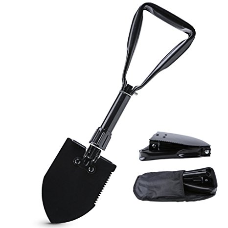 Portable Folding Shovel/Pusher/Plow/Pickaxe Garden Yard Utility Entrenching Emergency Survival Tool of Hoe, Saw, Spade, Wovel All Season Camping Shovel Sapper for Car and Trunk Snow Removal Kit