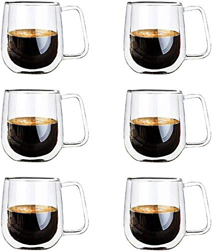 Vicloon Double Walled Glass Mugs,Borosilicate Glass Cups,for Tea,Coffee,Latte,Cappuccino,Espresso,Beer,250ml