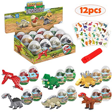 12 Dinosaur Eggs Building Blocks Toys Kit Dinosaur Toys for Boys Girls Stem Educational Toys Dinosaur Party Favors Supplies