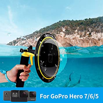 TELESIN 6" Underwater T05 Dome Port Diving Lens Photography Dome Port with Pistol Trigger for GoPro Hero 2018, Hero 6, Hero Black (Yellow)