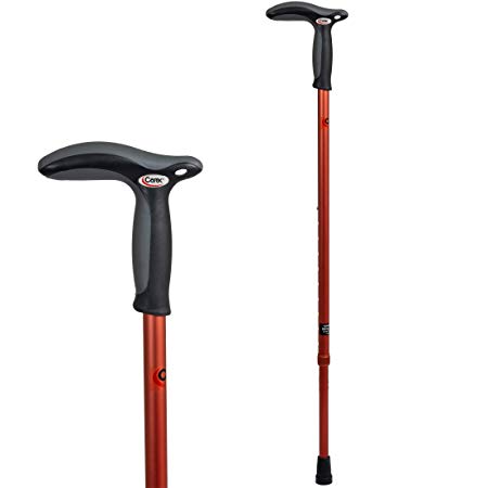 Carex Health Brands Hiking Cane Walking Stick with Dual Grip Handle for Men and Women, Red
