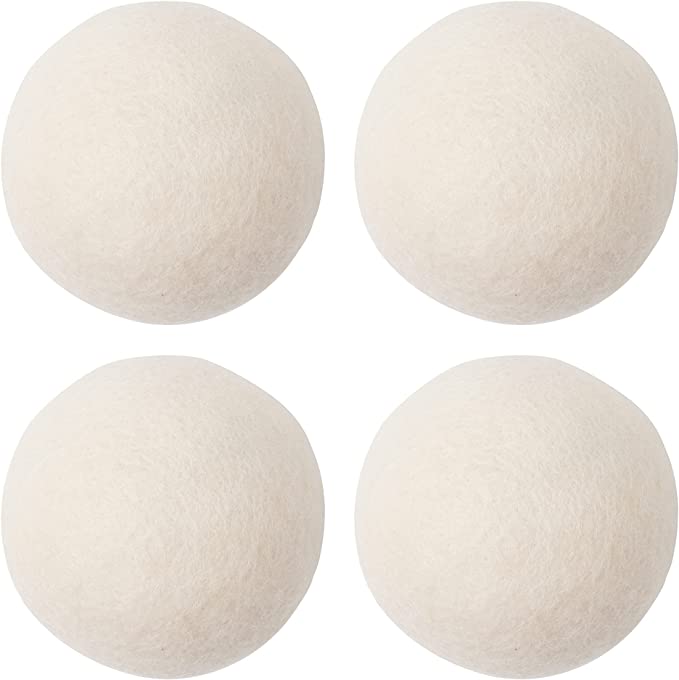 Wool Dryer Balls,Natural Fabric Softener 100% Organic Premium XL New Zealand Wool,Reusable,Reduces Clothing Wrinkles and Baby Safe, Saving Energy & Time (4 Count (Pack of 1))