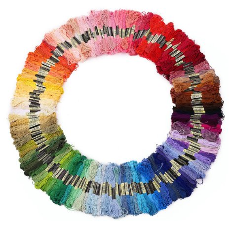 OUR Fashion 100 Skeins of Embroidery Floss 8M Soft Cotton Cross Stitch Threads Sewing Art Multi-color
