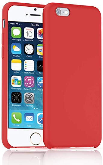 Lamzu iPhone 6 Case/iPhone 6S Case, Soft Smooth Shockproof Silicone Rubber Case with Soft Fiber Lining Compatible with iPhone 6 / 6S,Red