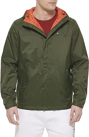 Tommy Hilfiger Men's Lightweight Breathable Waterproof Hooded Rain Jacket