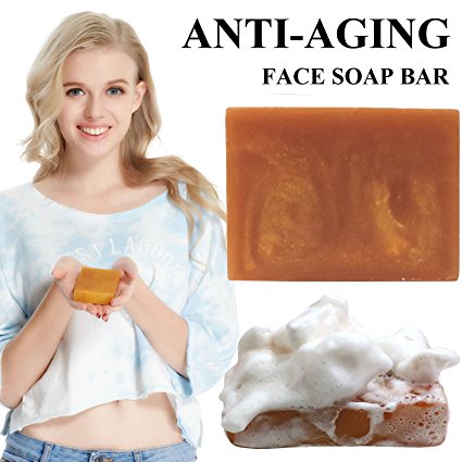 Face Soap Bar Anti-Aging Face Wash Handmade Bar Soap Organic Soap for Men Women (Ginseng anti aging bar 100g)