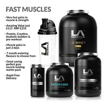 LA Muscle Amazon Special Fast Muscles Stack: Muscle Gains In Just 2 Days Amazing Value Fast-Acting Muscle Supplements For Beginners And Advanced Trainers. Everything You Need Is Here With Protein, Creatine, Anabolic Muscle Builders & The Best Pre-Workout On The Market .Very Fast Gains And in Muscle & Strength Special Amazon Price Buy Now Before Prices Go Up RRP £255 (Cookies and Cream)