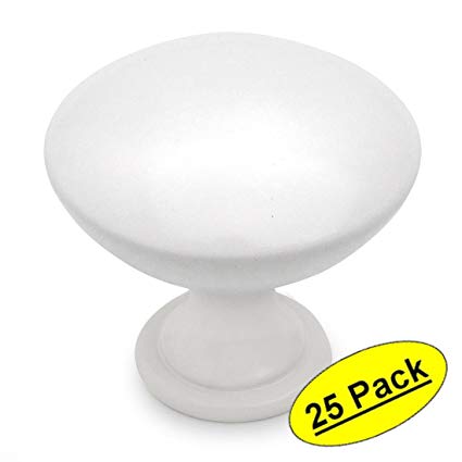 Cosmas 5305WH White Traditional Round Solid Cabinet Hardware Knob - 1-1/4" Diameter - 25 Pack