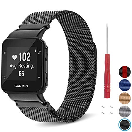 C2D JOY Milanese Loop Works with Garmin Forerunner 35 Strap Replacement GPS Running Watch Watch Strap Crafted from stainless steel alloy with custom magnetic closures - 5 Colours, Small/Large