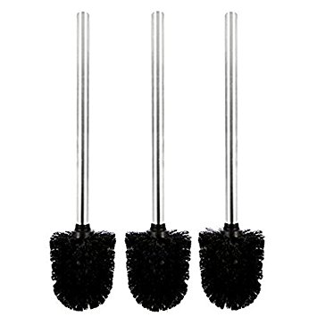LUOEM 3pcs Toilet Brush Plastic Toilet Brushes with Stainless Steel Handle