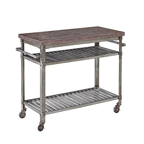 Home Styles 5570-9514 Urban Style Aged Metal Finish Kitchen Cart