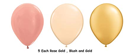 15 new 11 inch BALLOONS party ROSE GOLD , BLUSH & GOLD wedding FAVORS prom SHOWER birthday VHTF