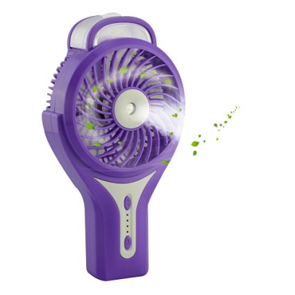 Welltop Mini Handheld USB Misting Fan with Personal Cooling Mist Humidifier Rechargeable Portable Mini Misting Cooling Fan for Home Office and Travel (Purple)
