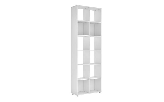 Accentuations by Manhattan Comfort Manhattan Comfort Natal 1.0 Bookcase Collection 12 Shelf Horizontal Bookcase Modern Cube Bookcase, 29" L x 11.6" D x 85.8" H, White