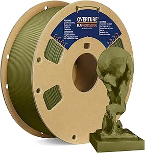 OVERTURE PLA Plus (PLA ) Filament 1.75mm PLA Professional Toughness Enhanced PLA Roll, Cardboard Spool, Premium PLA 1kg(2.2lbs), Dimensional Accuracy  /- 0.02mm (Army Green)