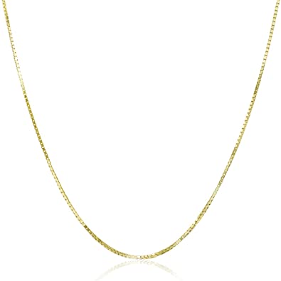 Honolulu Jewelry Company 10K Solid Gold 0.8mm Box Chain Necklace, 16" - 24"