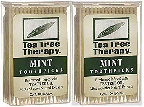 Tea Tree Therapy - Tea Tree & Menthol Toothpicks (100 count) (2-Pack)