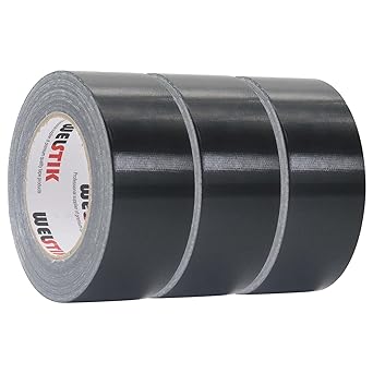 WELSTIK Professional Duct Tape 3 Pack,1.88" x 30 yd Waterproof Tape Fabric Coloured Gaffer Tape for Repairs, DIY, Crafts, Indoor and Outdoor Use,Black