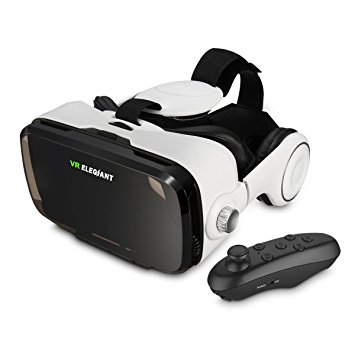 VR Headset, ELEGIANT 3D VR Glasses, Virtual Reality Headset Built-in Headphone with Remote Control, Compatible with iPhone 7 / 7 Plus 6 / 6s /6 Plus Samsung S7/S6 and Other 4.0"-6.0" Smartphones